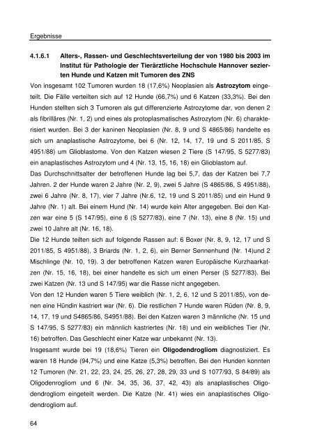 Immunhistologische Charakterisierung primärer Neoplasien des ...