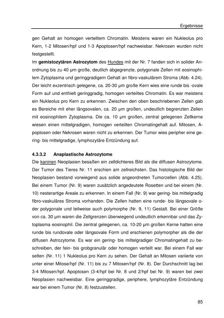 Immunhistologische Charakterisierung primärer Neoplasien des ...