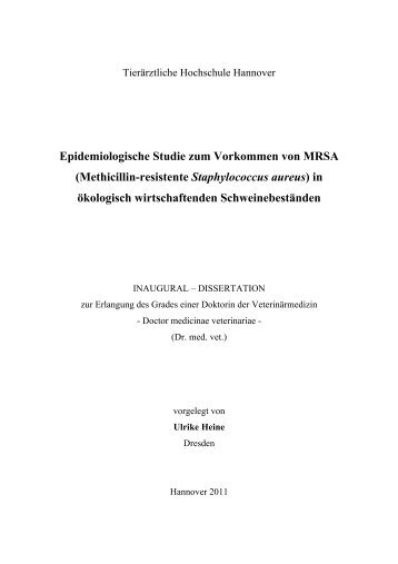Methicillin-resistente Staphylococcus aureus - TiHo Bibliothek elib ...