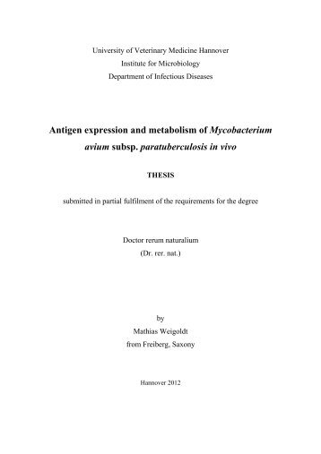 Antigen expression and metabolism of Mycobacterium avium subsp ...