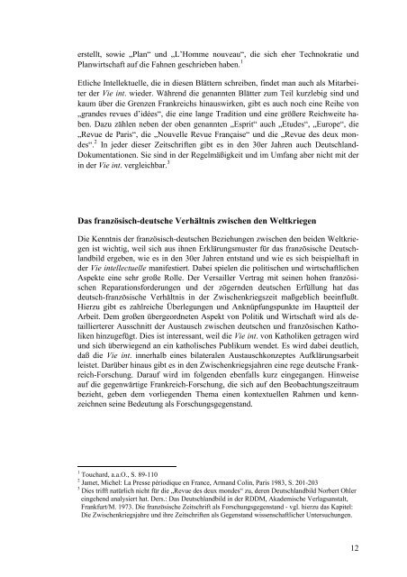 Die Deutschlandberichterstattung der Vie Intellectuelle (1928 - 1940 ...