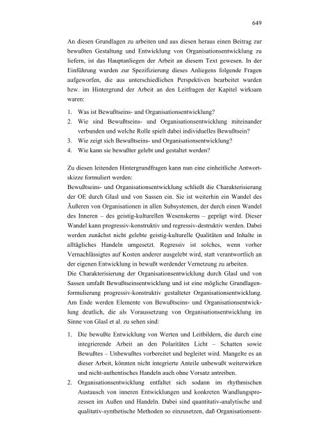 BEWUßTSEINS- UND ORGANISATIONSENTWICKLUNG