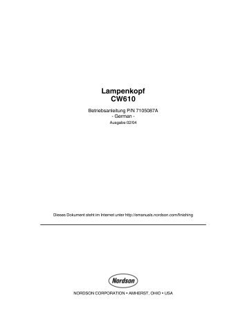 Lampenkopf CW610 - Welcome to Nordson eManuals! - Nordson ...