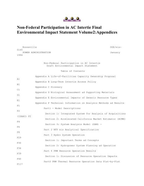 Non-Federal Participation in AC Intertie Final Environmental