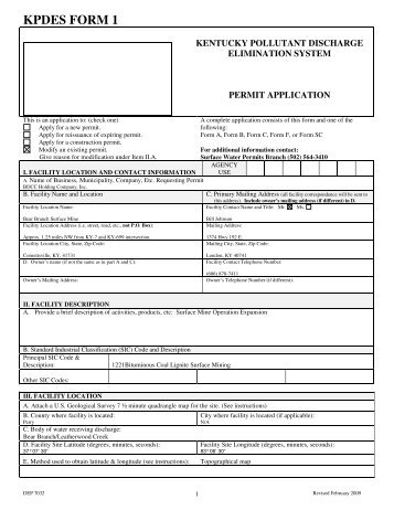 KPDES Form 1 - US Environmental Protection Agency