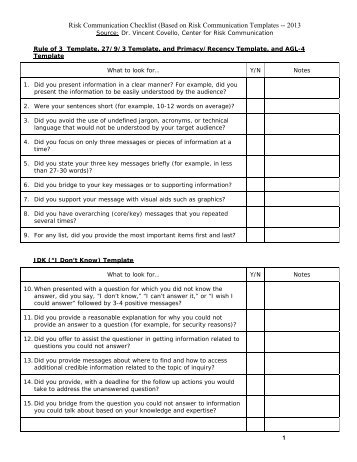 Download Risk Communication Checklist (PDF)