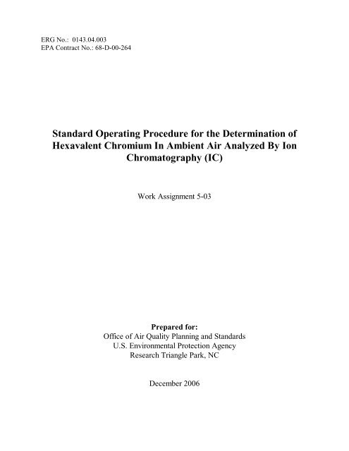 Standard Operating Procedure for the Determination of Hexavalent ...