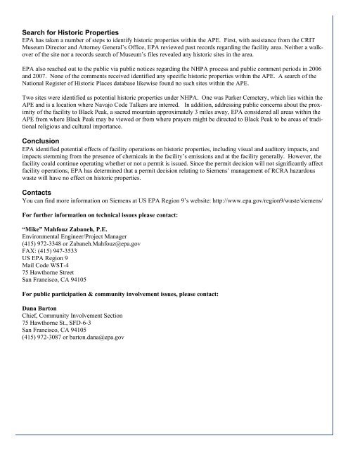 Siemens NHPA fact sheet July 2013 - US Environmental Protection ...