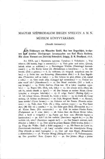 Magyar szépirodalom idegen nyelven a M. N. Múzeum ... - EPA