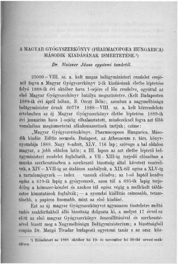 A Magyar Gyógyszerkönyv (Pharmacopoea Hungarica) - EPA