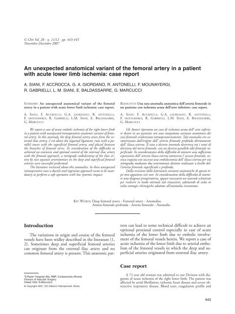 An unexpected anatomical variant of the femoral artery in a patient ...