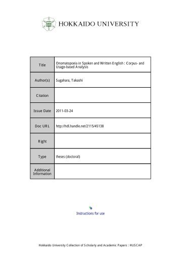 Onomatopoeia in Spoken and Written English: Corpus-and Usage ...