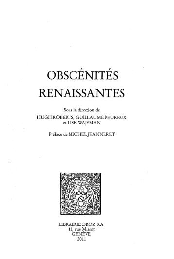 obscenites renaissantes - ePrints Soton - University of Southampton