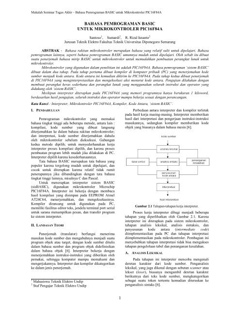 1 bahasa pemrograman basic untuk mikrokontroler pic16f84a - Undip