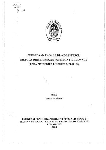 METODA DIREK DENGAN FORMULA FRIEDEWALD - Undip
