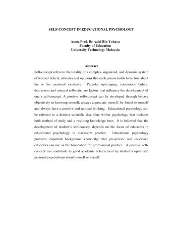 SELF-CONCEPT IN EDUCATIONAL PSYCHOLOGY Assoc.Prof. Dr ...