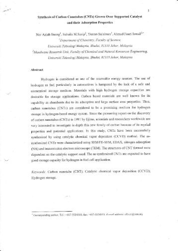 Syrthesis of Carbon Canotubes (CNTS) Crown Over Srpported ...