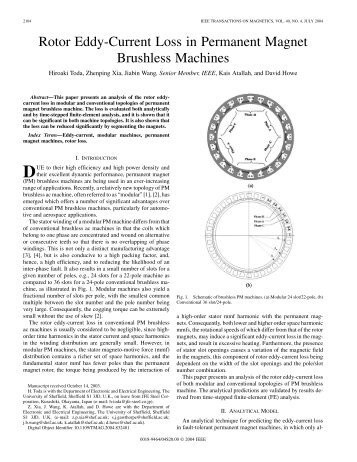 Rotor Eddy-Current Loss in Permanent Magnet Brushless Machines