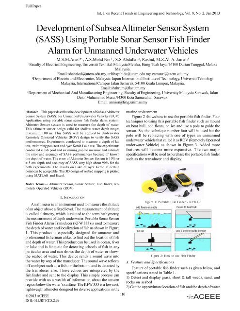 Development of Subsea Altimeter Sensor System (SASS) Using ...