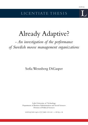 Already Adaptive? - Publikationer - LTU - Luleå tekniska universitet