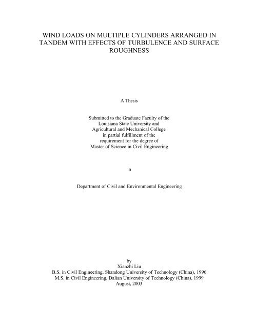 wind loads on multiple cylinders arranged in tandem with effects