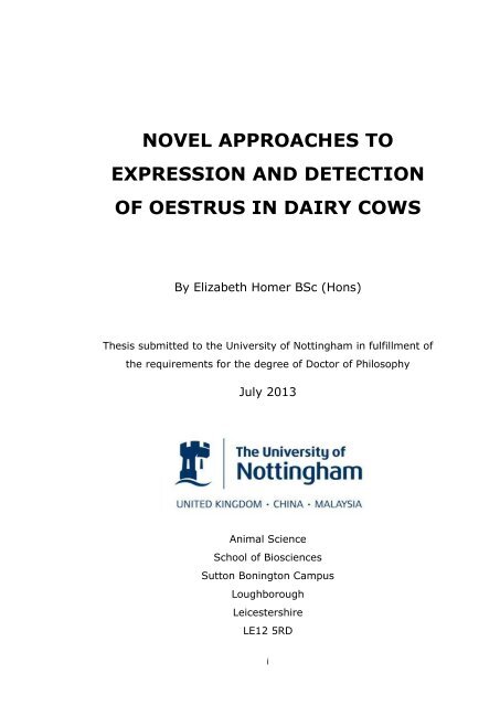 novel approaches to expression and detection of oestrus in dairy cows