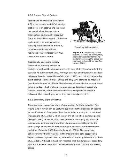 novel approaches to expression and detection of oestrus in dairy cows