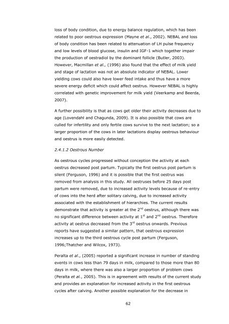 novel approaches to expression and detection of oestrus in dairy cows