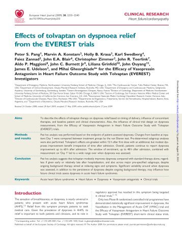 Effects of tolvaptan on dyspnoea relief from the EVEREST trials