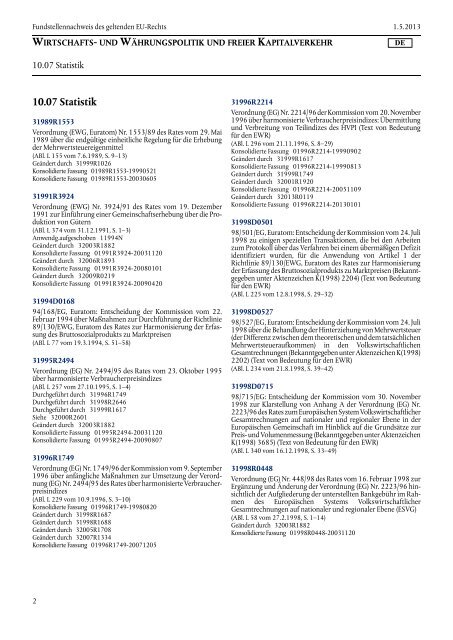Fundstellennachweis des geltenden EU-Rechts - EUR-Lex