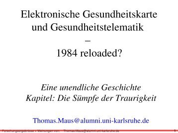 Elektronische Gesundheitskarte und Gesundheitstelematik – 1984 ...