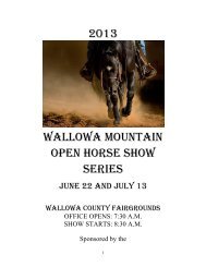 2013 Wallowa Mountain Open Horse Show Series - Oregon State ...
