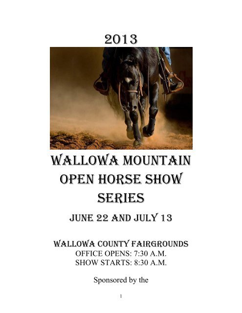 2013 Wallowa Mountain Open Horse Show Series - Oregon State ...