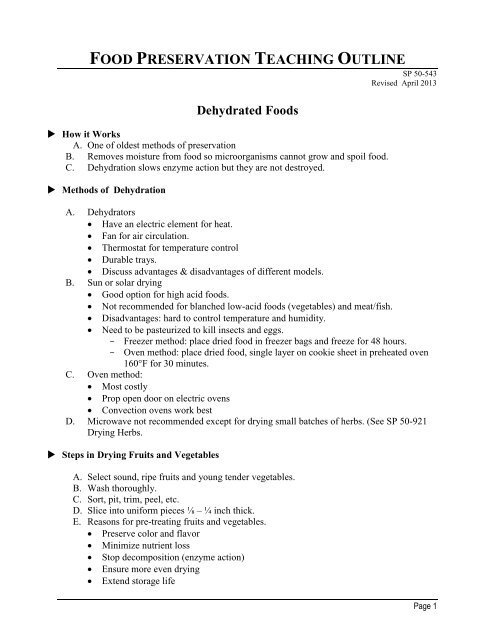 food preservation teaching outline - Oregon State University ...