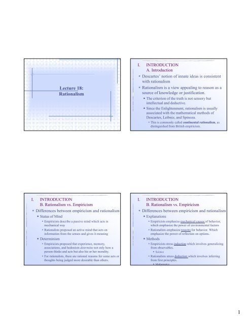 Lecture 18: Rationalism - Weber State University