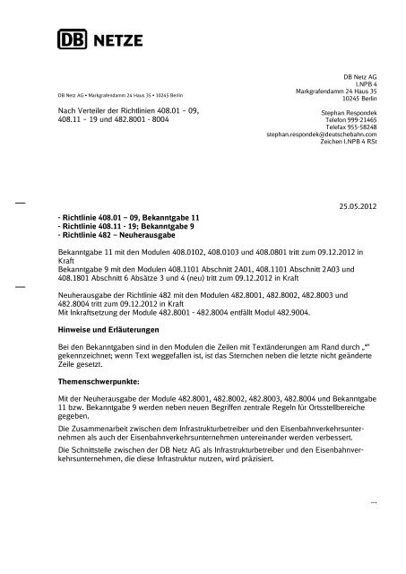 Richtlinie 482 – Neuherau - DB Netz AG