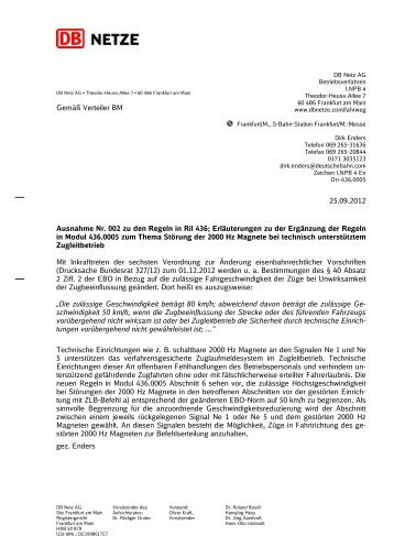 25.09.2012 Ausnahme Nr. 002 zu den Regeln in Ril 436 - DB Netz AG