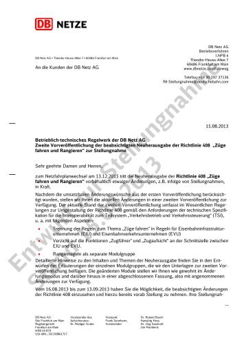 Entwurf zur Stellungnahme Stand 15.08.2013 - DB Netz AG