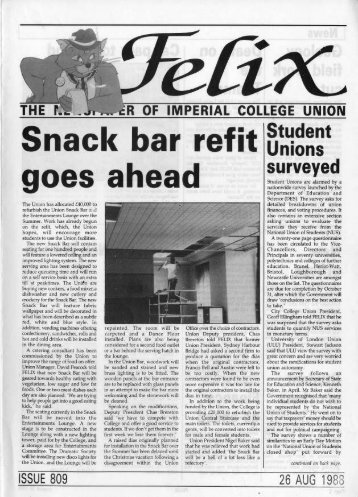 Snack bar refit goes ahead - Felix