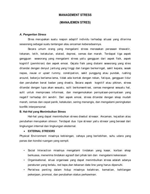 MANAGEMENT STRESS (MANAJEMEN STRES) - File UPI