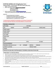 EVERTON AMERICA U9-10 Application Form