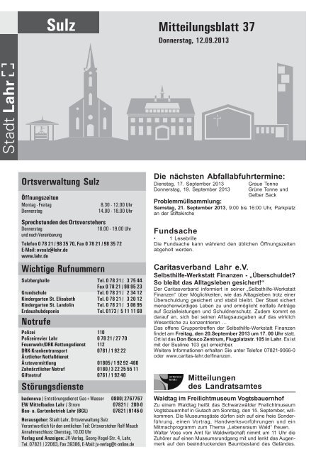 Mitteilungsblatt Sulz 37 / 2013 (application/pdf) - Stadt Lahr