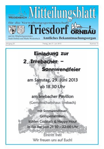 Mitteilungsblatt Nr. 13 vom 21.06.2013 - Markt Weidenbach