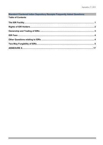 Standard Chartered Indian Depository Receipts Frequently Asked ...