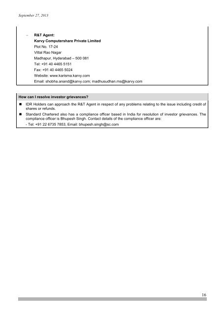 Standard Chartered Indian Depository Receipts Frequently Asked ...