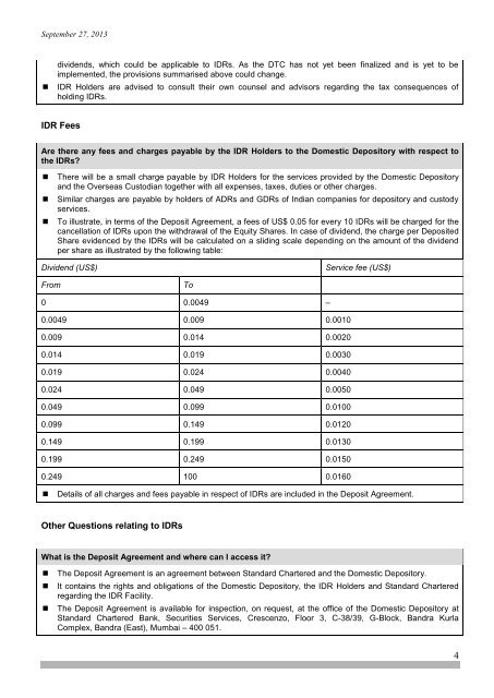 Standard Chartered Indian Depository Receipts Frequently Asked ...