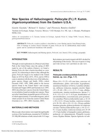 New Species of Hallucinogenic Psilocybe (Fr.) P. Kumm ...