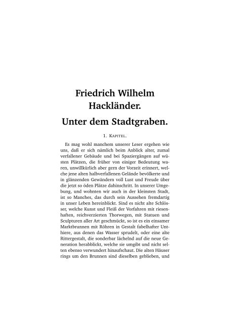 Friedrich Wilhelm Hackländer. Unter dem Stadtgraben.