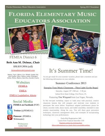 It's Summer Time! - Florida Music Educators Association and Florida ...