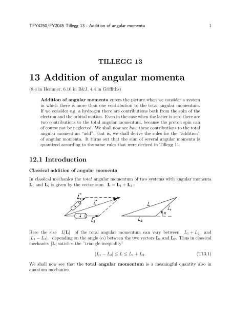 13 Addition of angular momenta